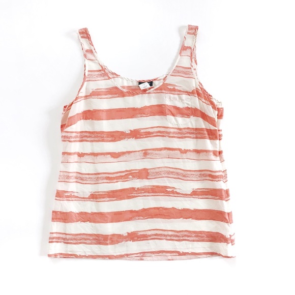 J. Crew Factory Tops - J. Crew 100% Silk Striped Shell Tank Top Blouse